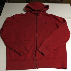 Polo Ralph Lauren Mens Hoodie Full Zip Sweatshirt Red Thermal Waffle Hooded L